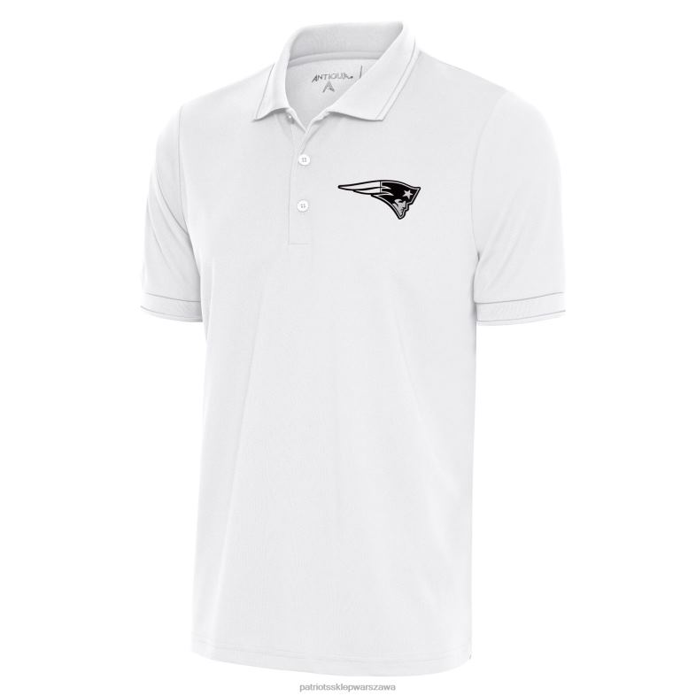 Patriots Jersey mężczyźni zamożna koszulka polo z białym metalicznym logo antigua odzież 6RBB1607
