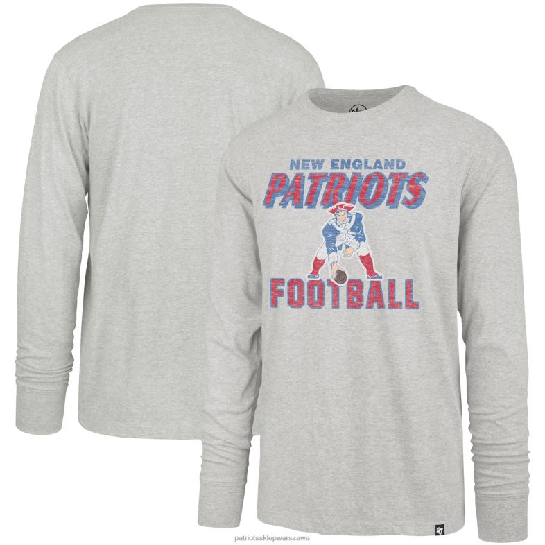 Patriots Jersey mężczyźni 47 szara melanżowa koszulka Dozer Franklin z długim rękawem odzież 6RBB1885
