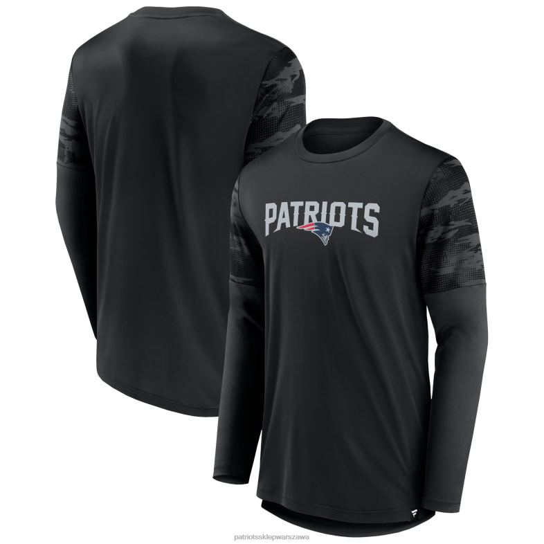 Patriots Jersey mężczyźni Fanatics markowa czarna kwadratowa koszulka z długim rękawem odzież 6RBB1850