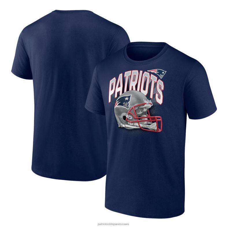 Patriots Jersey mężczyźni Fanatics markowa, melanżowa, granatowa koszulka z dużymi i wysokimi końcami wokół odzież 6RBB1891