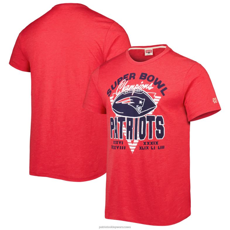 Patriots Jersey mężczyźni Homage czerwony t-shirt Super Bowl Classics z potrójną mieszanką odzież 6RBB1912
