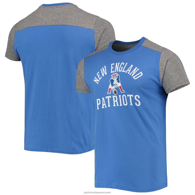 Patriots Jersey mężczyźni Majestic Threads Royal/Heathered Grey Gridiron Classics Field Goal Slub t-shirt odzież 6RBB1899
