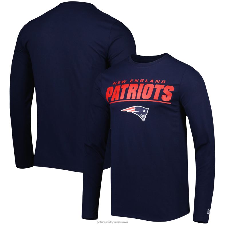 Patriots Jersey mężczyźni New Era Navy Team łączy autentyczny, dopasowany t-shirt z długim rękawem odzież 6RBB2034