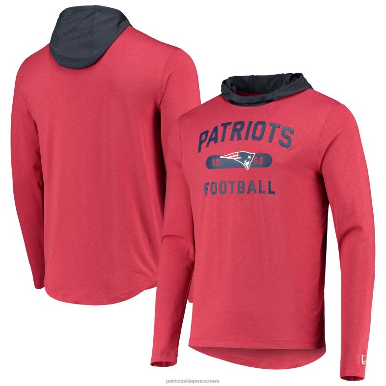 Patriots Jersey mężczyźni New Era czerwono-granatowa bluza z kapturem Active Block z długim rękawem odzież 6RBB2018