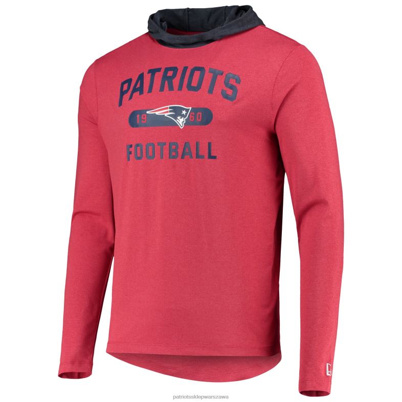 Patriots Jersey mężczyźni New Era czerwono-granatowa bluza z kapturem Active Block z długim rękawem odzież 6RBB2018