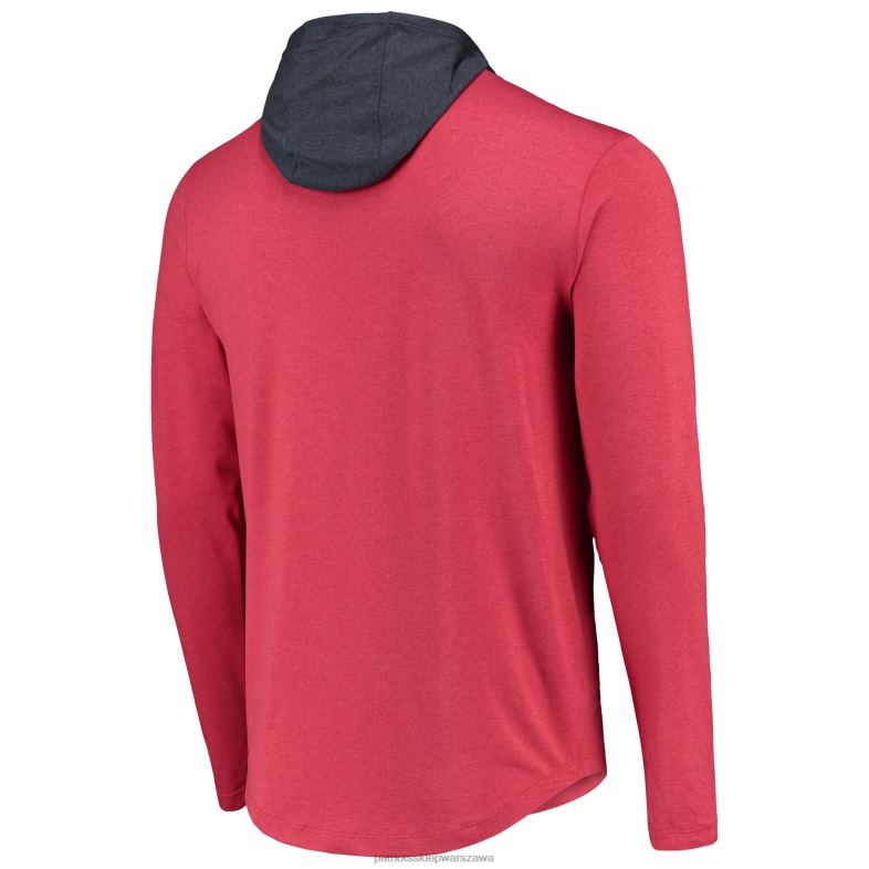 Patriots Jersey mężczyźni New Era czerwono-granatowa bluza z kapturem Active Block z długim rękawem odzież 6RBB2018