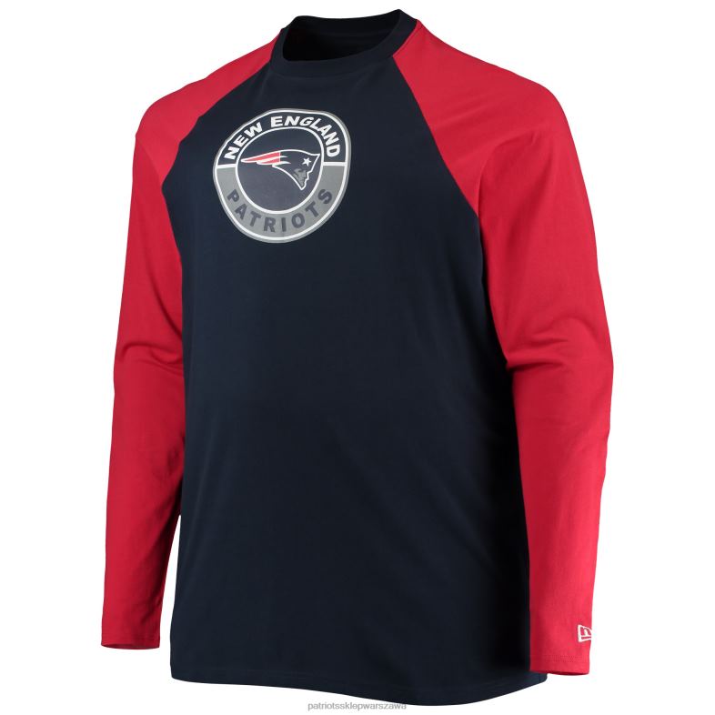 Patriots Jersey mężczyźni New Era granatowo-czerwony raglanowy t-shirt z długim rękawem dla dużych i wysokich lig odzież 6RBB2024