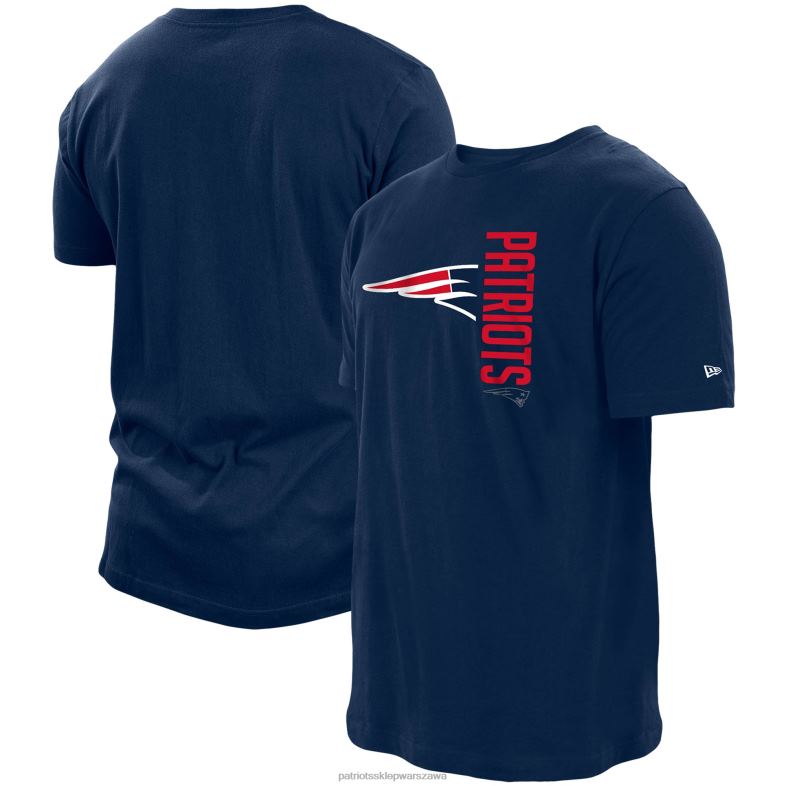Patriots Jersey mężczyźni New Era granatowy t-shirt z logo Split z dwoma hitami odzież 6RBB2065