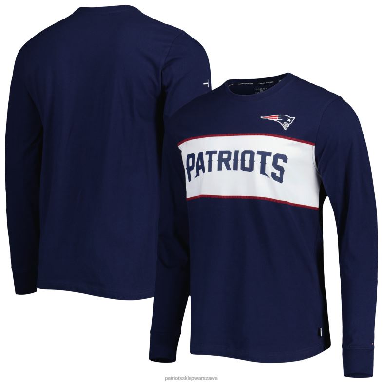 Patriots Jersey mężczyźni T-shirt Tommy Hilfiger Navy Peter Team z długim rękawem odzież 6RBB2036