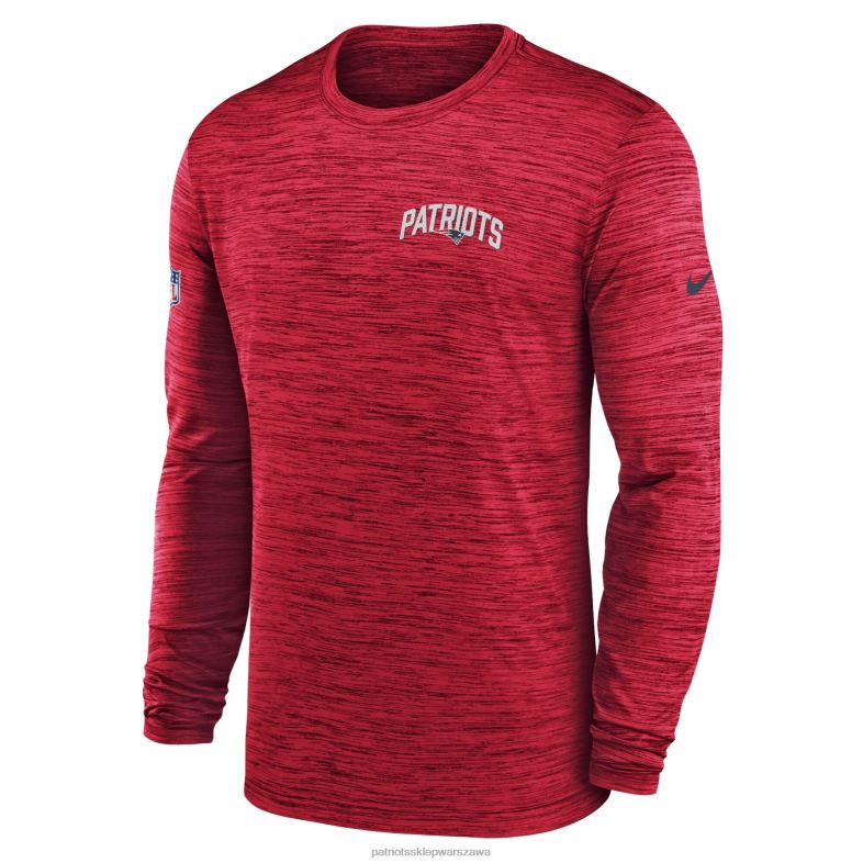Patriots Jersey mężczyźni T-shirt z długim rękawem Nike Red Sideline Speed ​​Athletic Stack Performance odzież 6RBB1941