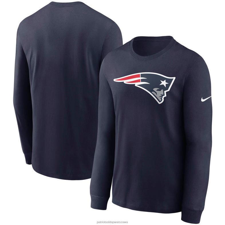 Patriots Jersey mężczyźni T-shirt z długim rękawem Nike w kolorze granatowym z logo Primary odzież 6RBB1867
