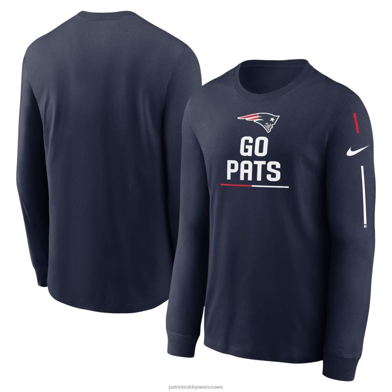 Patriots Jersey mężczyźni T-shirt z długimi rękawami Nike Navy Team odzież 6RBB1883