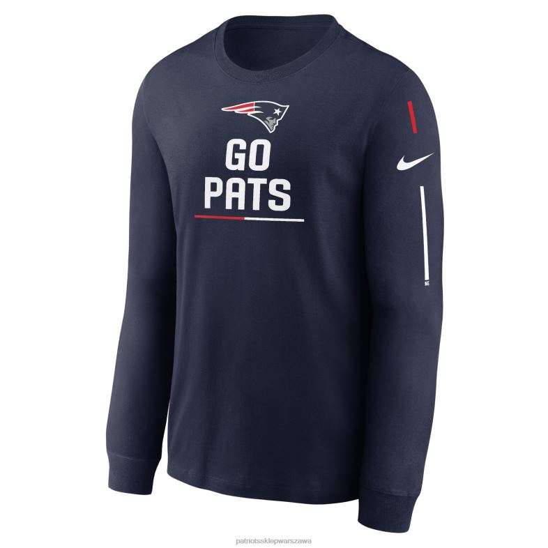 Patriots Jersey mężczyźni T-shirt z długimi rękawami Nike Navy Team odzież 6RBB1883