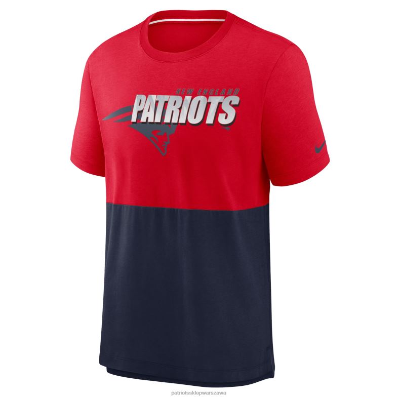 Patriots Jersey mężczyźni czerwono-granatowy t-shirt Nike Fan Gear Colorblock z potrójną mieszanką odzież 6RBB2070