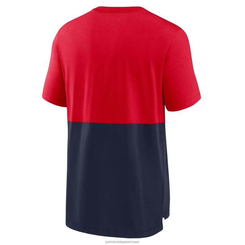 Patriots Jersey mężczyźni czerwono-granatowy t-shirt Nike Fan Gear Colorblock z potrójną mieszanką odzież 6RBB2070