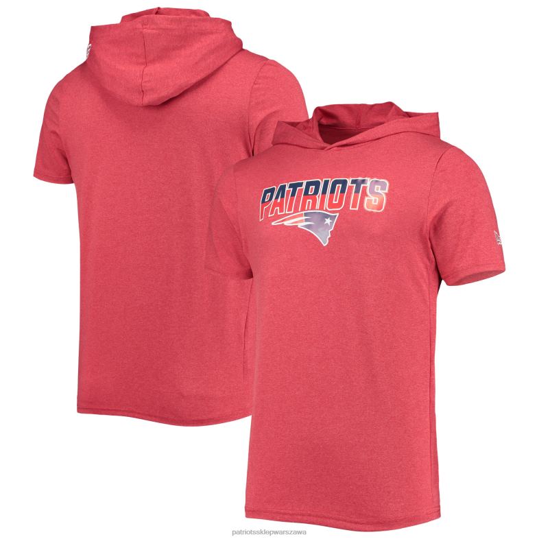 Patriots Jersey mężczyźni czesana bluza z kapturem New Era Heathered Red Team odzież 6RBB1870