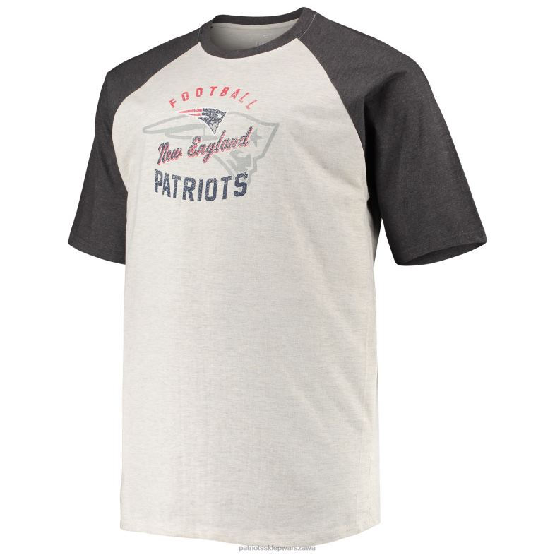 Patriots Jersey mężczyźni duża i wysoka raglanowa koszulka w kolorze owsianym/wrzosowym grafitowym odzież 6RBB2059