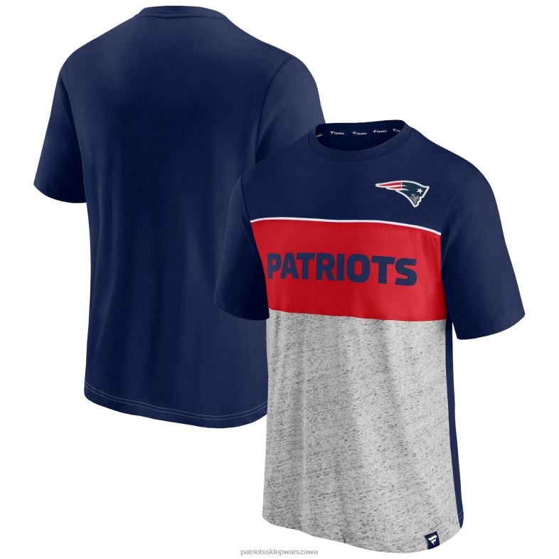 Patriots Jersey mężczyźni fanatics branded granatowo-szary t-shirt z blokami kolorów odzież 6RBB1914