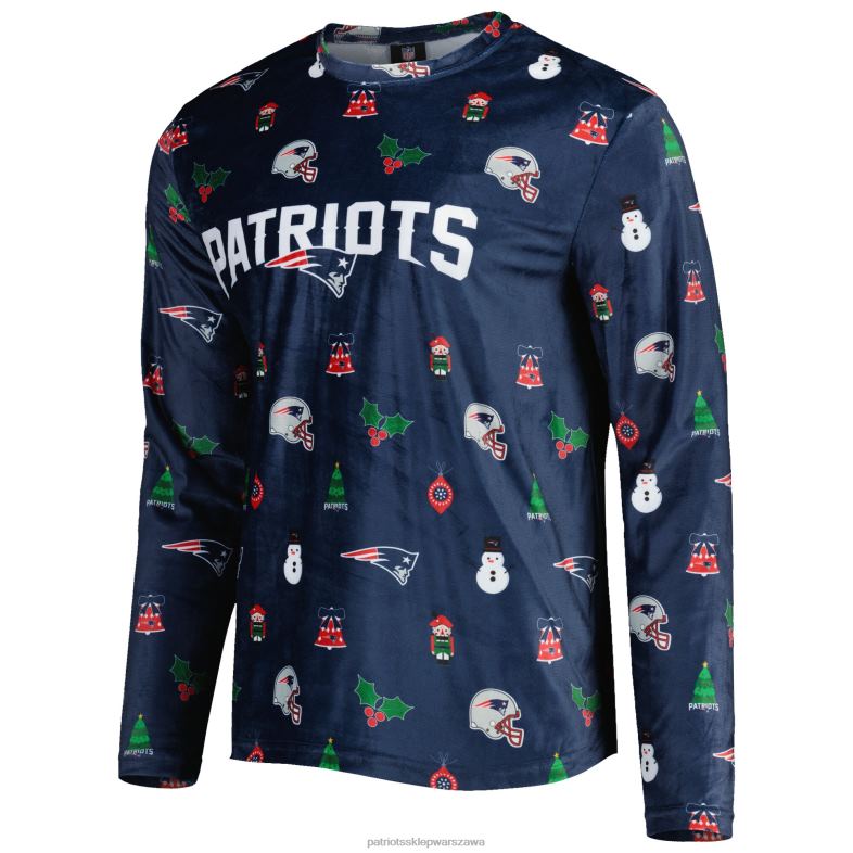 Patriots Jersey mężczyźni foco granatowa wakacyjna koszulka z długim rękawem i powtórzeniem odzież 6RBB1656