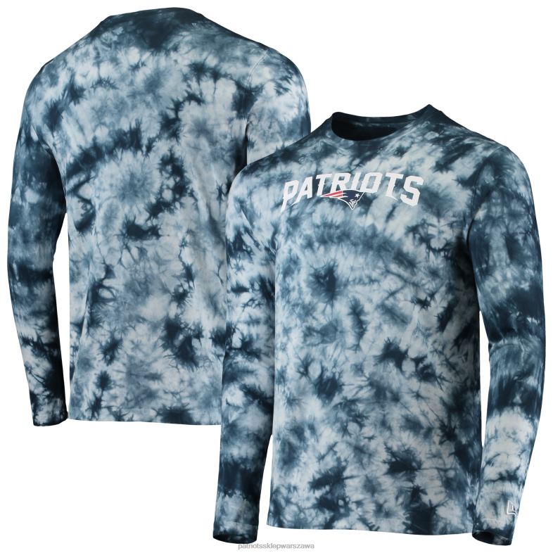 Patriots Jersey mężczyźni granatowa koszulka tie-dye z długim rękawem marki New Era odzież 6RBB2020