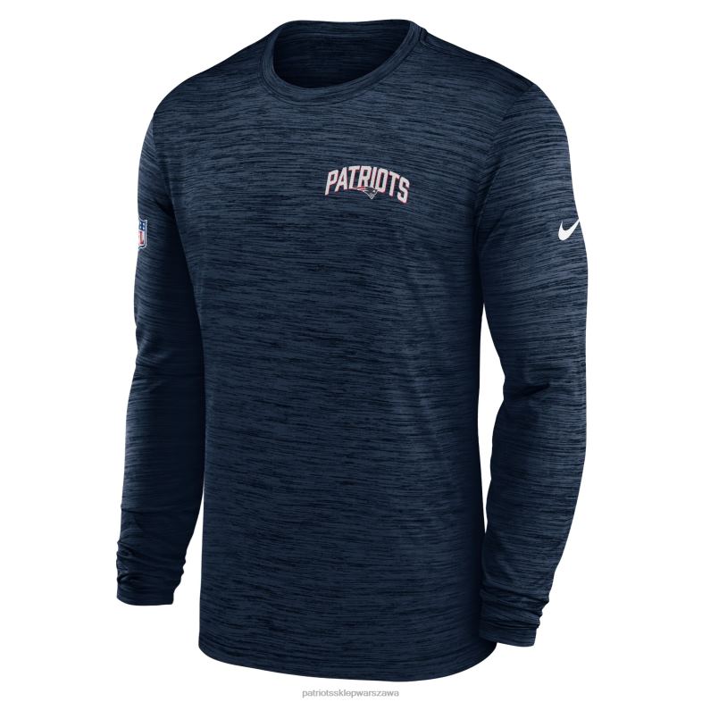 Patriots Jersey mężczyźni granatowa koszulka z długim rękawem Nike Sideline Speed ​​Athletic Stack Performance odzież 6RBB1840