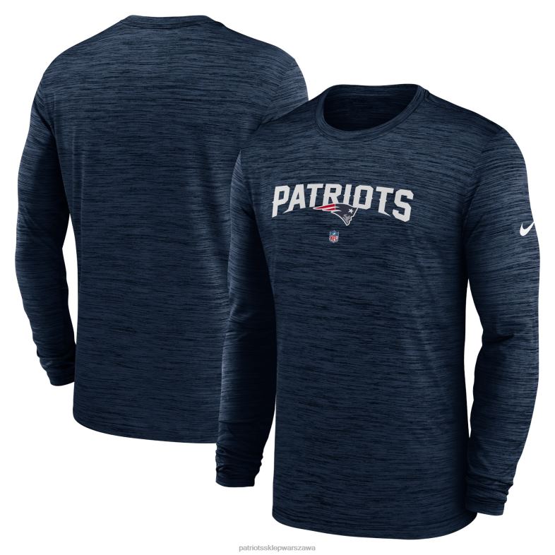 Patriots Jersey mężczyźni granatowa koszulka z długim rękawem Nike Sideline Team Speed ​​Performance odzież 6RBB1778