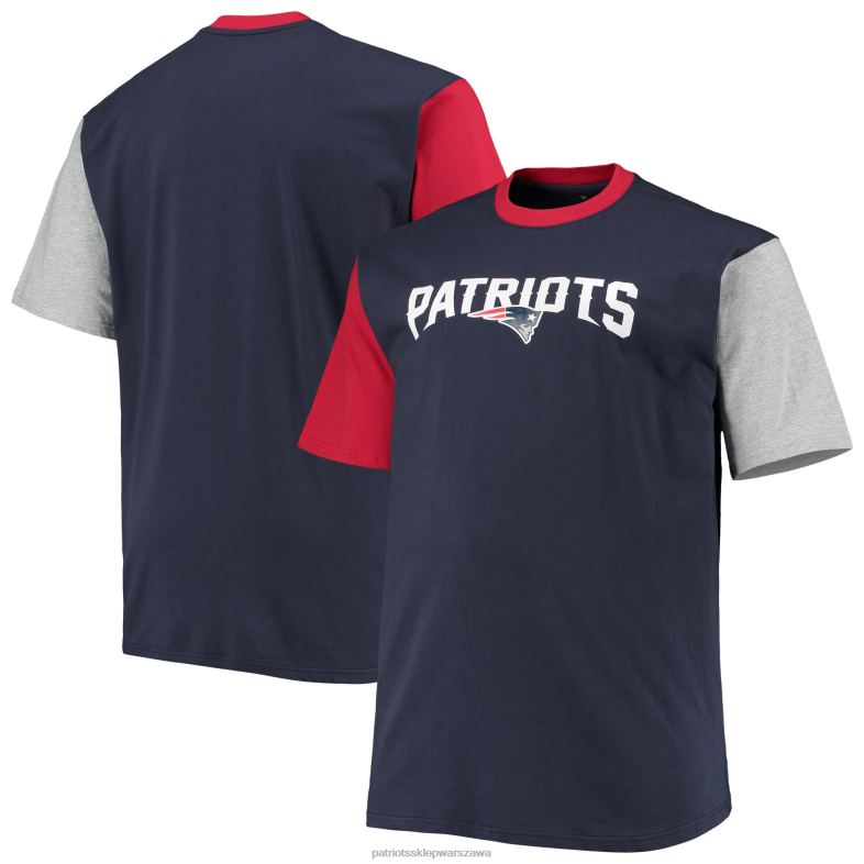Patriots Jersey mężczyźni granatowo-czerwony t-shirt z dużymi i wysokimi blokami kolorów odzież 6RBB1991