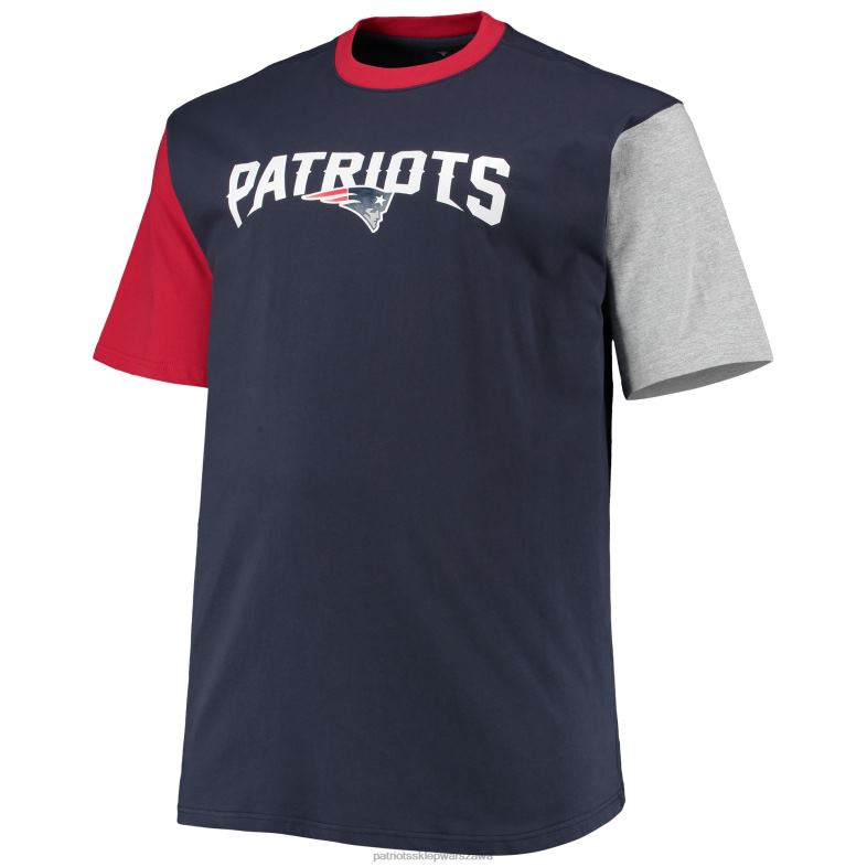 Patriots Jersey mężczyźni granatowo-czerwony t-shirt z dużymi i wysokimi blokami kolorów odzież 6RBB1991