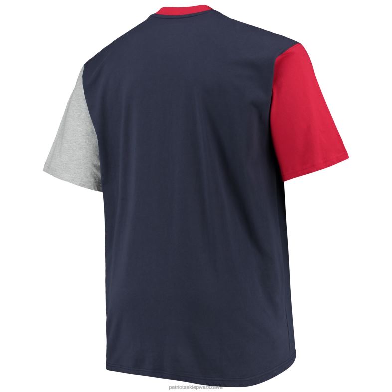 Patriots Jersey mężczyźni granatowo-czerwony t-shirt z dużymi i wysokimi blokami kolorów odzież 6RBB1991
