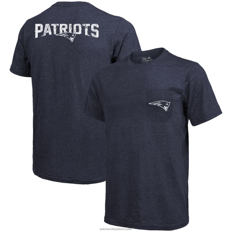 Patriots Jersey mężczyźni majestatyczny t-shirt z potrójną mieszanką nici - melanżowy granat odzież 6RBB1937
