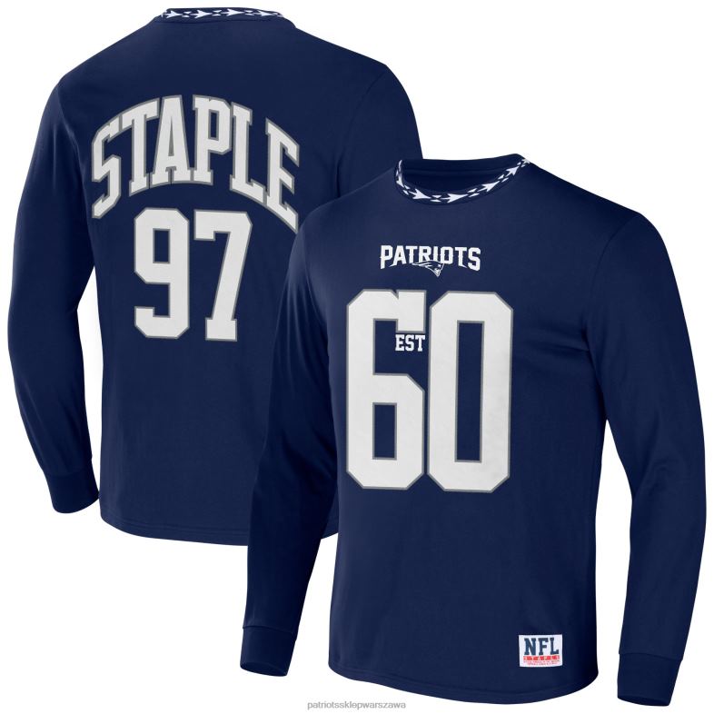 Patriots Jersey mężczyźni nfl x zszywacz granatowy t-shirt z długim rękawem odzież 6RBB1980