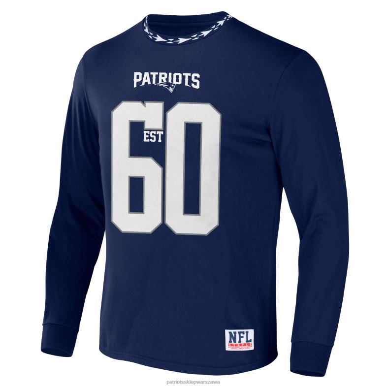 Patriots Jersey mężczyźni nfl x zszywacz granatowy t-shirt z długim rękawem odzież 6RBB1980