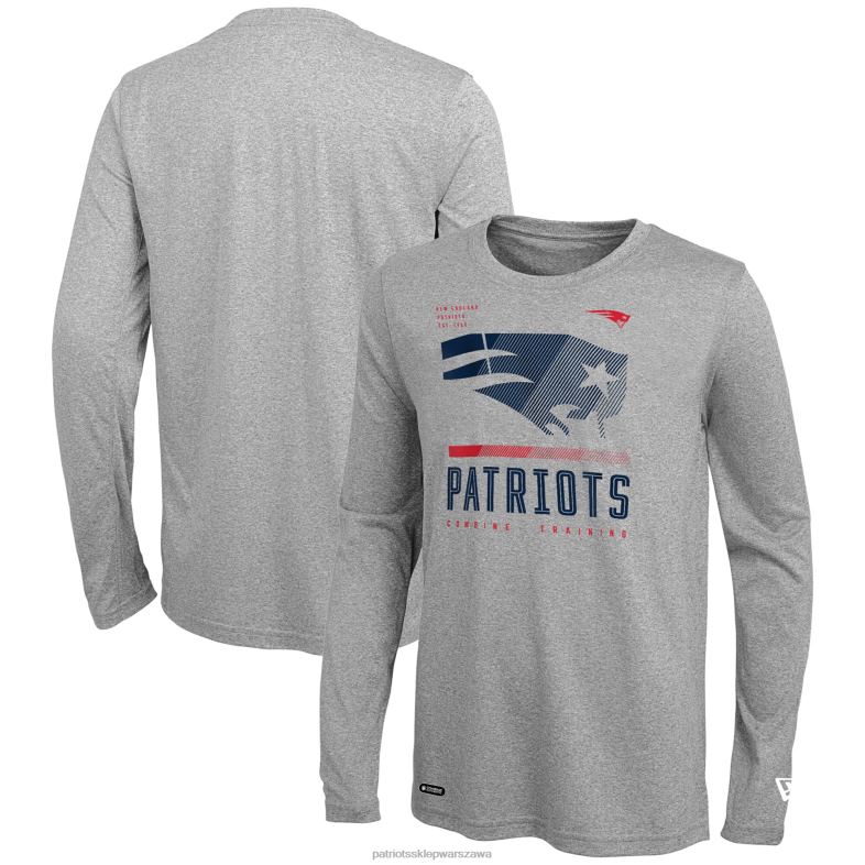 Patriots Jersey mężczyźni nowa era melanżowa szarość łączy autentyczną czerwoną strefę T-shirt z długim rękawem odzież 6RBB1969