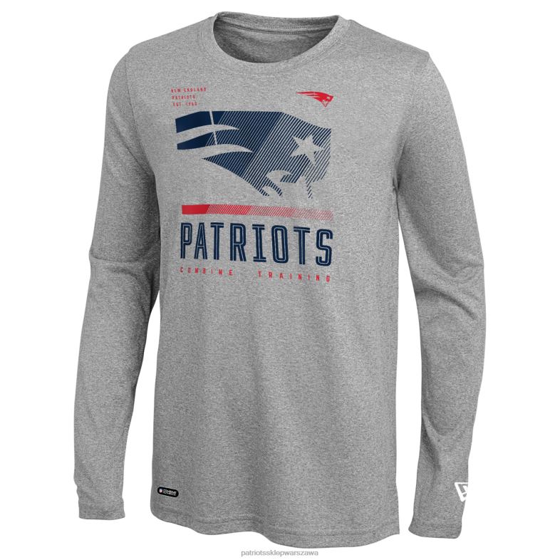 Patriots Jersey mężczyźni nowa era melanżowa szarość łączy autentyczną czerwoną strefę T-shirt z długim rękawem odzież 6RBB1969