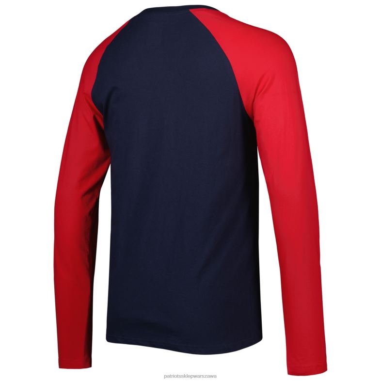Patriots Jersey mężczyźni raglanowy t-shirt z długim rękawem w kolorze granatowym marki New Era odzież 6RBB1950