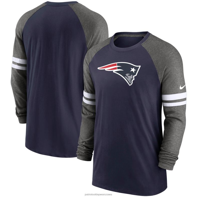 Patriots Jersey mężczyźni raglanowy t-shirt z długimi rękawami Nike Performance w kolorze granatowo-czarnym odzież 6RBB2056