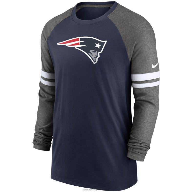 Patriots Jersey mężczyźni raglanowy t-shirt z długimi rękawami Nike Performance w kolorze granatowo-czarnym odzież 6RBB2056