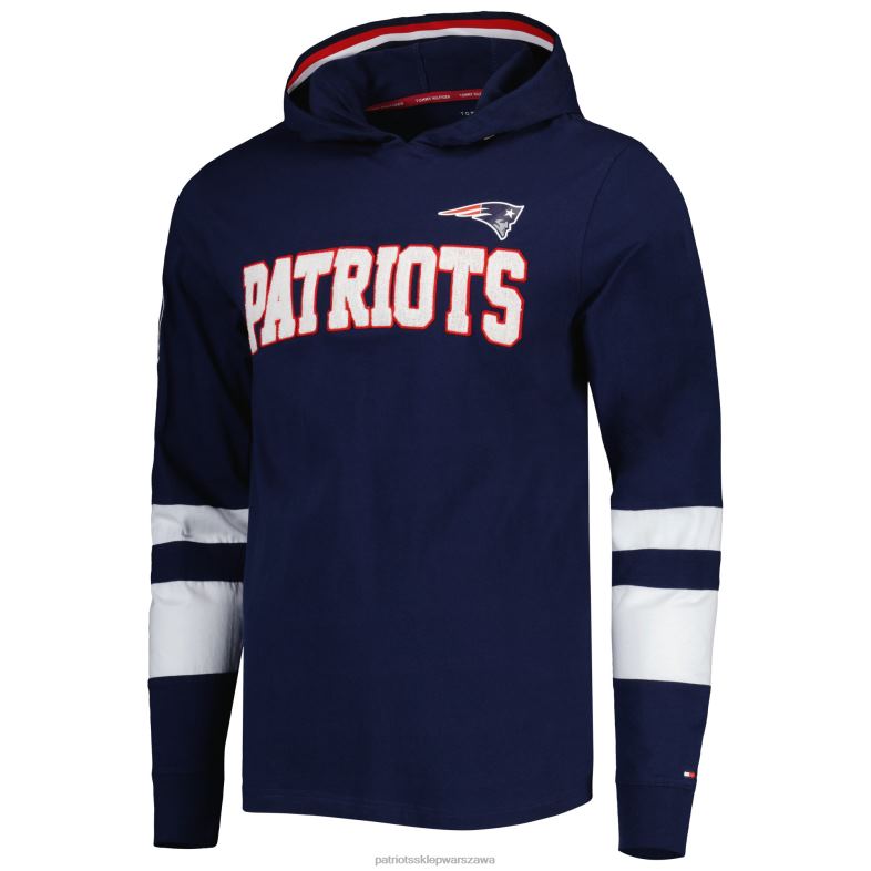 Patriots Jersey mężczyźni tommy hilfiger granatowo-biały t-shirt z kapturem alex z długim rękawem odzież 6RBB1920