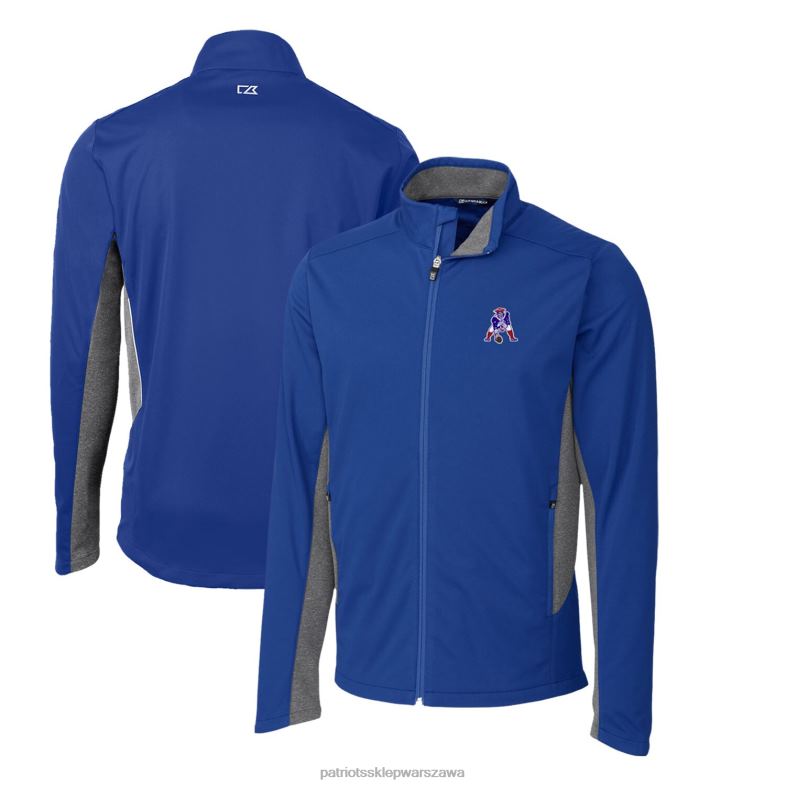 Patriots Jersey mężczyźni Cut & Buck Royal Throwback Logo Nawigacja Softshell Duża i wysoka kurtka z suwakiem na całej długości odzież 6RBB2126