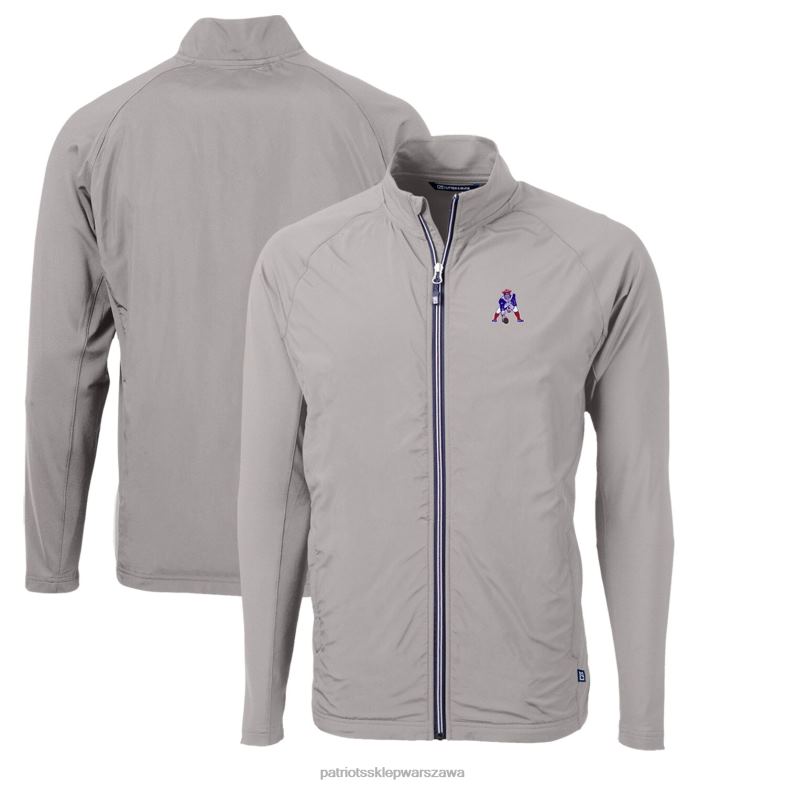 Patriots Jersey mężczyźni kuter & buck szara adaptacja ekologicznej dzianiny hybrydowej z recyklingu duża i wysoka kurtka z pełnym zamkiem błyskawicznym odzież 6RBB2147