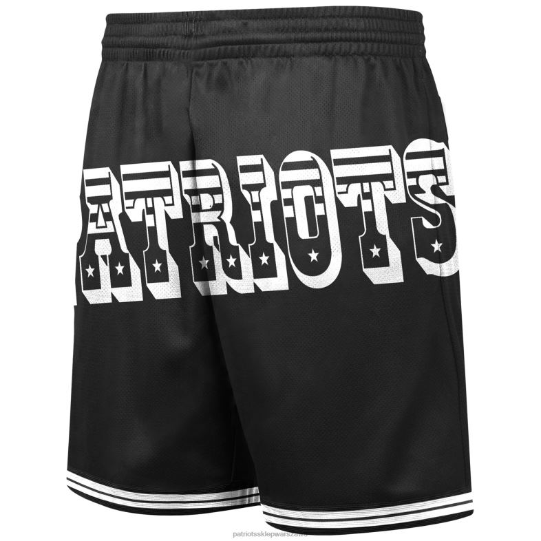 Patriots Jersey mężczyźni czarne szorty marki Mitchell & Ness Big Face 3.0 odzież 6RBB1720