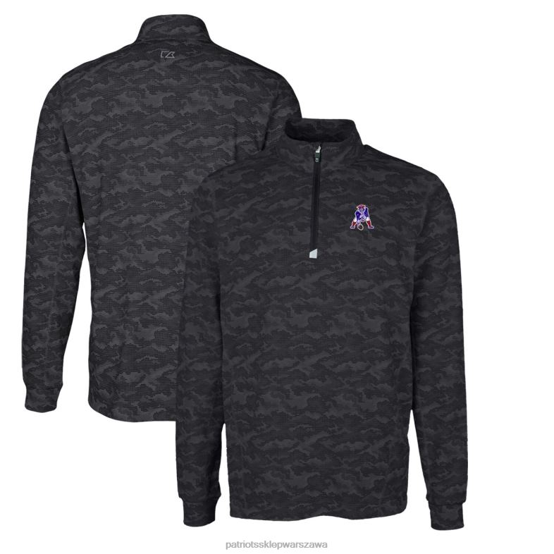 Patriots Jersey mężczyźni cutter & buck czarne logo retro duży i wysoki trawersowy nadruk kamuflażowy rozciągliwy top z suwakiem ćwiartkowym odzież 6RBB2116